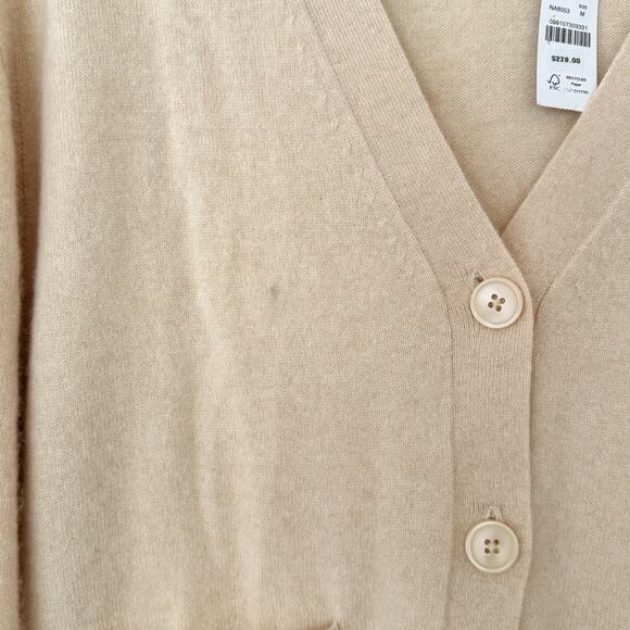J.Crew 100% Cashmere Cardigan Sweater Beige Front Pockets Medium NWT - Picture 7 of 7
